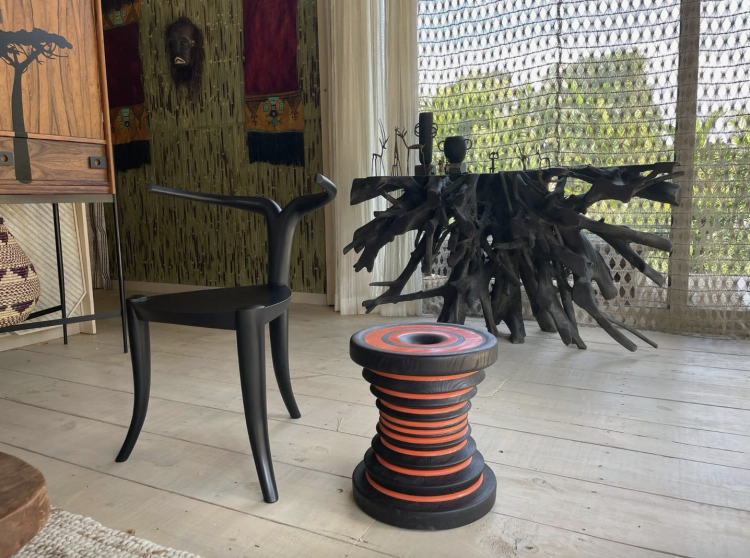 sculptural chairs in interior 